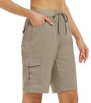 MoFiz Women 10" Hiking Cargo Short Multi Pocket Outdoor Athletic Casual Workout Summer Short Khaki,M