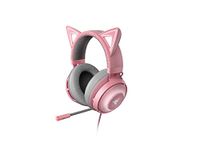 Razer Kraken Kitty - Gaming Headset (The Cat Ear Headset with RGB Chroma Lighting, Microphone with Active Noise Reduction, THX Spatial Audio, Controls on The Ear Cup) Pink/Quartz