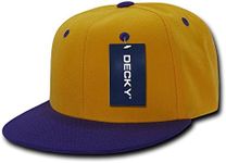Decky 2 Tone Flat Bill Snap Back Baseball Cap - Gold/Purple