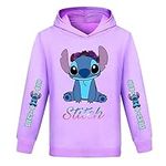 LQBNZQZ Stitc-hs Hoodies Boy Girl Cartoon Sweatshirt Long Sleeve Hooded Top Shirt Novelty Clothes for Kids (as1, Age, 9_Years, 10_Years, Little Girls, Purple)