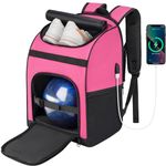 Ciihars Bowling Backpack, Single Bowling Ball Bag with Shoe Bag Up to Size 16, Bowling Accessories Gifts for Bowling Lovers,Bowling Bag with Padded Ball Holder(HOT PINK)