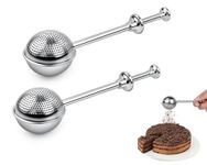 ds. distinctive style Flour Sifter 304 Stainless Steel Flour Duster Tea Strainer Set of 2 Spring-Operated Handle Strainer for Baking, Sifting Sugar, Flour, Spices, and Herbs