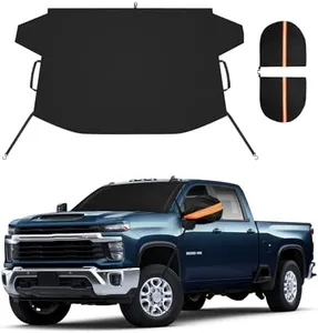 YeewayVeh Windshield Snow Cover for Silverado 1500 2500 3500 HD Oxford Fabric Windshield Cover for Ice and Snow, Winter Front Windshield Cover with Rearview Mirrow Covers for SUV Truck, Black