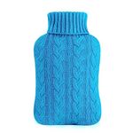 samply Hot Water Bottle with Knitted Cover, 2L Hot Water Bag for Hot and Cold Compress, Hand Feet Warmer, Neck and Shoulder Pain Relief, Cobalt Blue