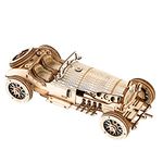 ROBOTIME 3D Wooden Puzzle Model Kits Car for Teens and Adults to Buid Mechanical Construciton Craft Sets (Grand Prix Car)