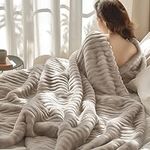 Bedsure Linen Fleece Queen Blanket 