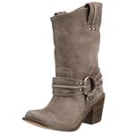 Frye Women's Carmen Harness Short Grey Biker Boot 77376 4 UK, 6 US