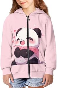 DISNIMO Kids Girls Full Zip Hoodie Sweatshirt Jacket Long Sleeve Casual Coat Top 6-16 Years, 0 Cute Panda, 8-10 Years
