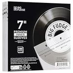Big Fudge 100x Premium Vinyl Record Inner Sleeves - Clear Album Sleeve Covers with Anti-Static Rice Paper - Vinyl Sleeves - Acid Free Protective Cover for 17.8cm (7") Records