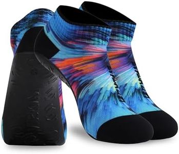 RANDY SUN Unisex Quick-Dry Surf Yoga Socks, Protect Against Hot Sand & Sunburn for Beach Activitiess & Water Sport Barefoot Not Waterproof Socks (2 Pairs Blue Printed Low Cut M