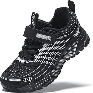 UBFEN Kids Sneakers Boys Girls Tennis Shoes for Running Athletic Walking Gym Sports Lightweight Breathable A Black