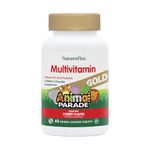 NaturesPlus Animal Parade Gold Children’s Multivitamin - All Natural, Cherry Flavour, Fun Animal Shaped Chewable Tablets - Vegan, Gluten Free - 60 Tablets