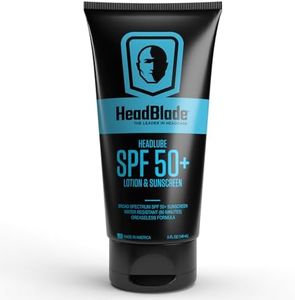 HeadBlade HeadLube SPF 50 Men's Lotion and Sunscreen - No Greasiness, Formulated for Face, Body & Scalps with Anti-Aging Properties - Water Resistant for 80 Minutes, 5 fl oz