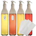 Cedilis 4 Pack 17oz Olive Oil Dispenser Bottle, Clear Glass Vinegar Cruet Bottle with Label, Leak Proof, BPA-free,Olive Oil Carafe Decanter for Kitchen