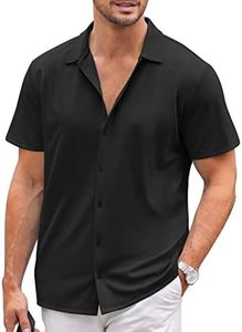 COOFANDY Camisas de Hombre Traje Hawaiano de Verano Camisa de Verano de Manga Corta con Botones Camisas Informales de Vacaciones al Aire Libre de Ajuste XL