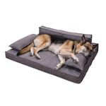 Urban Yogi Memory Foam Dog Bed - 1 Year Warranty - Orthopedic Dog Bed with Removable Washable Cover, Pet Bed, Cat Bed, Bed for Dog, Cat Sleeping Bed (Lounger, Large, Silver)