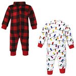 Hudson Baby Unisex Baby Plush Jumpsuits, Christmas Lights, 12-18 Months