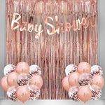 Rozi Decoration Rubber Baby Shower Party Decoration Kit Banner, Balloons, Curtains For Home Decor Maternity, Pregnancy Photo-Shoot - Rose Gold Pack Of 23 Piece