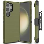 Leptech for Samsung Galaxy S23 Ultra Case, [Holster Series] Belt Clip Hard Tough Full Heavy Duty Rugged Military Shockproof Armor Cell Phone Case Cover (Army Green)