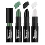 CAHIUYOA 3 Colors White Black Green Face Body Paint Stick Waterproof Eye Black Stick for Baseball Football Softball Professional Face Paint for Halloween Costume Cosplay Vampire Makeup