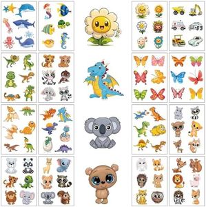 16 Sheets Cute Temporary Tattoo fake tattoos markers for Kids Toddlers Children Boys Girls