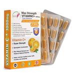 Max Strength Vitamin C+ (Time Release) 1000mg Supplements | High Potency | Synergistic Combination | Immunity Vitamin | Bones & Teeth | Made from Quality Natural Ingredients | Made in The UK