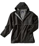 Charles River Apparel Men's New Englander Waterproof Rain Jacket (Reg & Ext Sizes), Black/Grey, XS