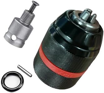Resze Keyless Hand Drill Chuck,3-Jaw Drill Chuck,Self -Tightening Multipurpose 1/2"- 20UNF Mount 1.5-13mm Drill Press Adapter for Hand Drill Impact Driver Power Drill,1/4" Hex Shank