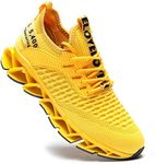 Kapsen Women's Fashion Sneakers Running Shoes Non Slip Tennis Shoes Athletic Walking Blade Gym Sports Shoes, 1012-yellow, 5 Women/4 Men