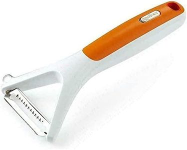 Zyliss E950019 Julienne Peeler, 25cm/10in, Plastic/Stainless Steel, White/Orange, Create Strips of Fruit and Vegetables, Ergonomic Handle, Dishwasher Safe