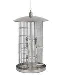 Dehner Natura 3-In-1 Wild Bird Feeder, Diameter: 22 cm, Height: 36.5 cm, Silver Metal