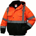 SKSAFETY High Visibility Reflective Jackets for Men, Waterproof Class 3 Safety Jacket with Pockets, Hi Vis Orange Coats with Black Bottom, Mens Work Construction Coats for Cold Weather, Medium, 1 Pack