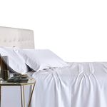 Royal Tradition Viscose from Bamboo Bed Sheets, Twin Extra Long XL, Solid White, Super Soft and Cool 3PC Sheet Set