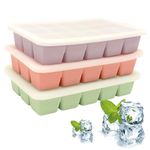 KGYMJR 3Pcs Silicone Ice Cube Tray, Square Ice Cube Tray with Lid, Easy-Release Flexible 15 Ice Cubes, Reusable Ice Cube Molds for DIY Cold Drinks.