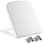Mass Dynamic Square Toilet Seat- with Soft Close & Quick Release for Easy Cleaning, Universal Toilet Seat for Square Shaped Toilet Pans, Top Fixing Easy Installation (40.0cm L x 36cm W), White