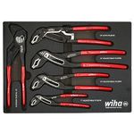 Wiha 34691 5 Piece Classic Grip V-Jaw Tongue and Groove Pliers Tray Set