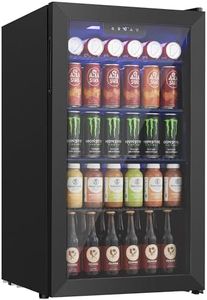 Icyglee Beverage Refrigerator Cooler, 126 Can Mini Fridge with Glass Door for Wine, Soda Beer, Beverage Cooler for Home, Bar, Office with Adjustable Removable Shelves, Black