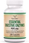 Digestive Enzymes - 800mg Blend of All 10 Most Essential Digestive and Pancreatic Enzymes (Amylase, Lipase, Bromelain, Lactase, Papain, Protease, Cellulase, Maltase, Invertase) by Double Wood