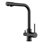 FORIOUS 3 in1 Kitchen Mixer Tap with Drinking Filtered Water Outlet, Dual Lever Water Sink Tap, Matte Black