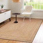 The Home Talk Handmade Jute Area Rug 4' x 6' - Natural and Sustainable Rug for Rustic or Bohemian Style - Soft and Durable Material for Living Room, Bedroom, or Dining Room