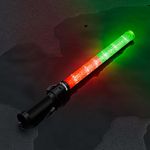 E-riding 21 inch Traffic Wand Safety Light Wands | High Visibility, Durable, Portable | Flagging Baton with 3 Flashing Modes for Parking, Aircraft, Night Traffic Directing (Red&Green)