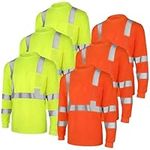 ANISION 6 Pcs Long Sleeve Reflective Safety T Shirt, XL High Visibility Safety Shirts with Reflective Strips Men Women, Yellow & Orange