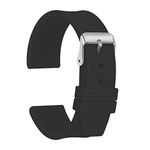 Ullchro Silicone Watch Strap Replacement Rubber Watch Band Waterproof Smooth Flexible Men Women - 16mm, 18mm, 20mm, 22mm, 24mm, 26mm, 28mm Watch Bracelet with Silver Buckle (24mm, Black)