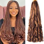 8Packs French Curly Braiding Hair 22 Inch Pre Stretched Elastic Loose Wavy Spiral Curly Crochet Hair Synthetic Hair for Braiding Hair Extensions for Braiding(33/30)