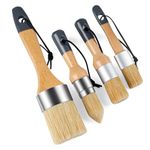 Mister Rui Chalk Paint Brush, 4 pcs Wax Paint Brush Set, Wax Brushes for Waxing and Stenciling, Natural Bristles Round Paint Brushes, Ideal for DIY Home Decor, Art Crafts