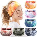 Headbands for Women, 6 PCS Yoga Running Sports Headbands Tie Dye Boho Pattern Elastic Non Slip Sweat Headbands Workout Hair Fashion Bands for Girls