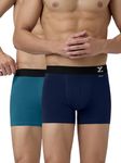 XYXX Men's Cotton Classic Regular Solid Trunks (Pack of 2) (XYTRNK_R36_2_Legion Blue + Black Iris_L)