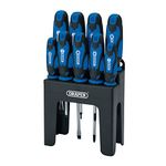 Draper 9 -Piece Screwdriver Set | Chrome Vanadium Steel Screwdrivers Set | Soft Ergonomic Grip Handle | Storage Stand | 15960