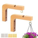 JMZOXLB Wooden Plant Bracket 2 Pack Plant Wall Hanger 5.9'' Plant Wall Hooks Wall Mount Wooden Plant Hanger for Hanging Planter Flower Basket Wind Chime Lanterns