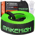 MAIKEHIGH Towing Rope 15 Ton (33,700 Lbs), 6M x 7.6cm Off-Road Recovery Tow Strap with 2 Gloves for Car, Truck, SUV, Snow (Green)